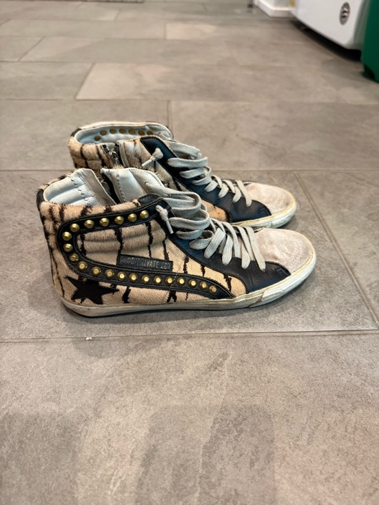 Golden Goose Shoes - Golden Goose Private Edition Hi-Top Sneakers in Tiger Print with Stud Details